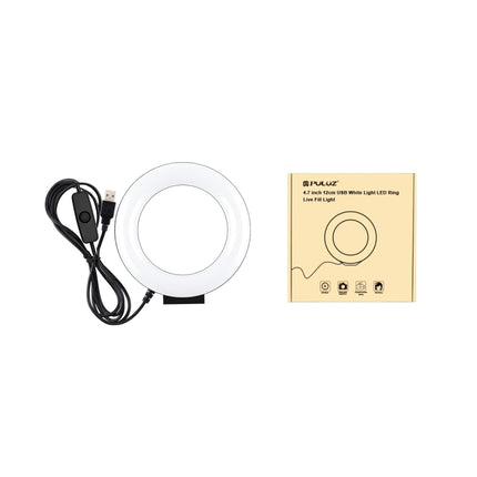 PULUZ 4.7 inch 12cm Curved Surface USB White Light LED Ring Selfie Beauty Vlogging Photography Video Lights