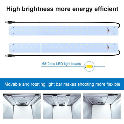 PULUZ Photo Studio Light Box Portable 60 x 60 x 60 cm Light Tent LED 5500K White Light Dimmable Mini 36W Photography Studio Tent Kit with 6 Removable Backdrops (Black Orange White Green Blue Red), 60cm Box(US), 60cm Box(UK), 60cm Box(EU), 60cm Box(AU)