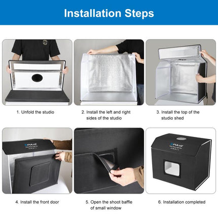 PULUZ Photo Studio Light Box Portable 60 x 40cm Cuboid Photography Studio Tent Kit with 6 Color Backdrops, 60 x 40cm (UK), 60 x 40cm (EU), 60 x 40cm (AU), 60 x 40cm (US)