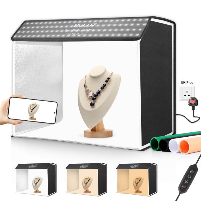 PULUZ Photo Studio Light Box - Kit de tienda de estudio de fotografía portátil con forma de cubo de 60 x 40 cm y 6 fondos de colores, 60 x 40 cm (Reino Unido), 60 x 40 cm (UE), 60 x 40 cm (AU), 60 x 40 cm (EE. UU.)