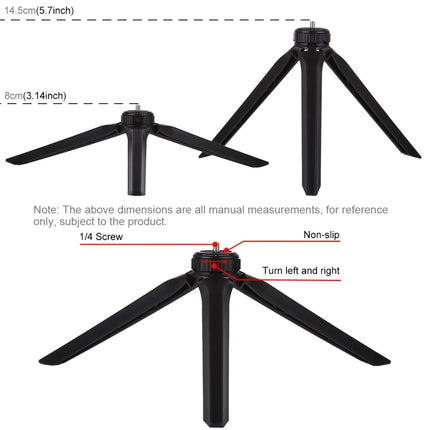 PULUZ Pocket Mini Plastic Tripod Mount with Phone Clamp for Smartphones, Plastic Tripod (Black)