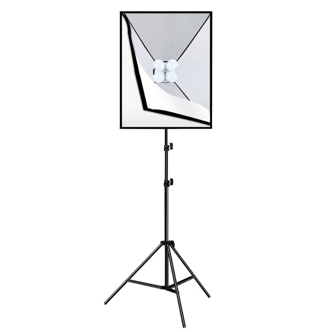 PULUZ 50x70cm Studio Softbox + 2m Tripod Mount + 4 x E27 20W 5700K White Light LED Light Bulb Photography Lighting Kit, 4 x Bulb EU Plug, 4 x Bulb US Plug