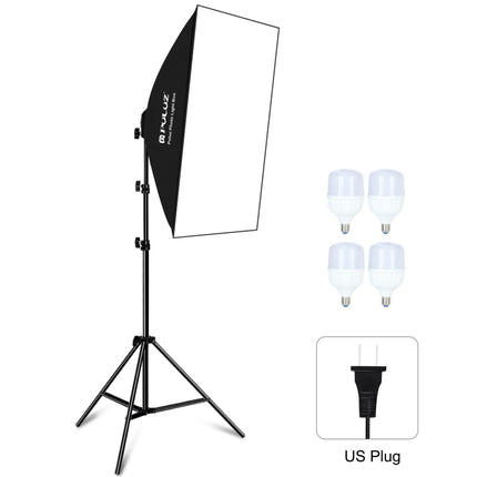 PULUZ 50x70cm Studio Softbox + 2m Tripod Mount + 4 x E27 20W 5700K White Light LED Light Bulb Photography Lighting Kit, 4 x Bulb EU Plug, 4 x Bulb US Plug