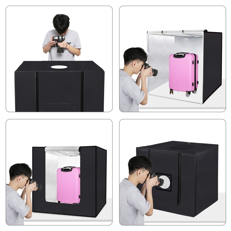 PULUZ 80cm Folding Portable 72W White Light Photo Lighting Studio Shooting Tent Box Kit with 3 Colors Black / White / Orange Backdrops