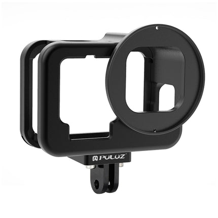 Carcasa fina PULUZ para GoPro HERO13 Black /12 Black /11 Black /10 Black /9 Black, carcasa protectora de aleación de aluminio CNC con marco de seguro y lente UV de 52 mm, para GoPro HERO9 Black Thin