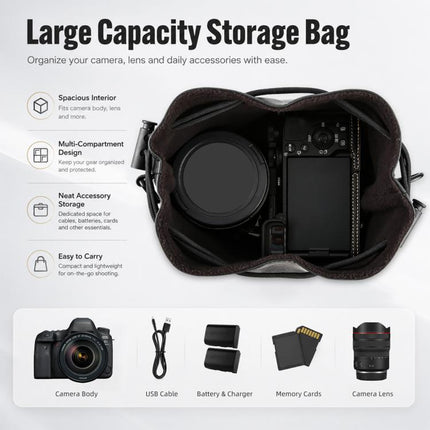 PULUZ Camera Protective Inner Bag Thick Padded Carrying Pouch with Shoulder Strap for Mirrorless & DSLR Cameras, Size: M, Size: M
