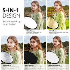 PULUZ 60cm 5 in 1 (Silver / Translucent / Gold / White / Black) Folding Photo Studio Reflector Board, 60cm Reflector