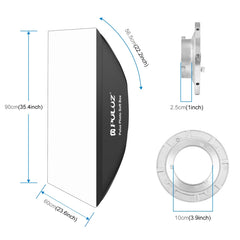 PULUZ Rectangle Speedlite Softbox Bowens Mount Diffuser, 60 x 90cm Rectangle