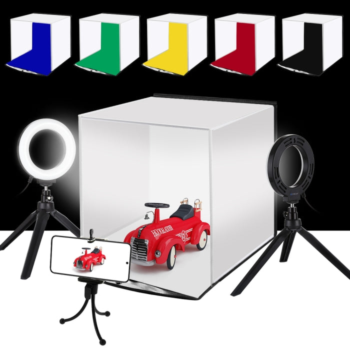 PULUZ 30cm Folding Portable Ring Light Photo Lighting Studio Shooting Tent Box Kit with 6 Colors Backdrops (Black, White, Yellow, Red, Green, Blue), Unfold Size: 31cm x 31cm x 32cm, 30cm Box Kit