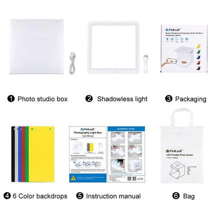 PULUZ Mini LED Photography Shadowless Light Lamp Panel Pad + Studio Shooting Tent Box, Acrylic Material, 20cm x 20cm Effective Area, 20cm(2 LED) + Shadowless Light