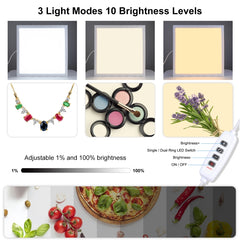 PULUZ 1000LM LED Acrylic No Polar Dimming Shadowless Light Pad with Switch for 40cm Photo Studio Box, Light(US), Light(UK), Light(EU), Light(AU), Light (JP PSE Certified)