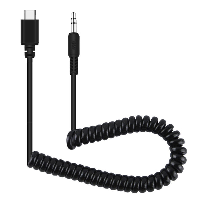 PULUZ 3,5 mm TRRS-Stecker auf Typ-C/USB-C-Stecker, Live-Mikrofon-Audioadapter, Federspiralkabel für Samsung, Huawei und Smartphones, Kabel dehnbar auf 100 cm, 3,5 mm Stecker auf Typ-C