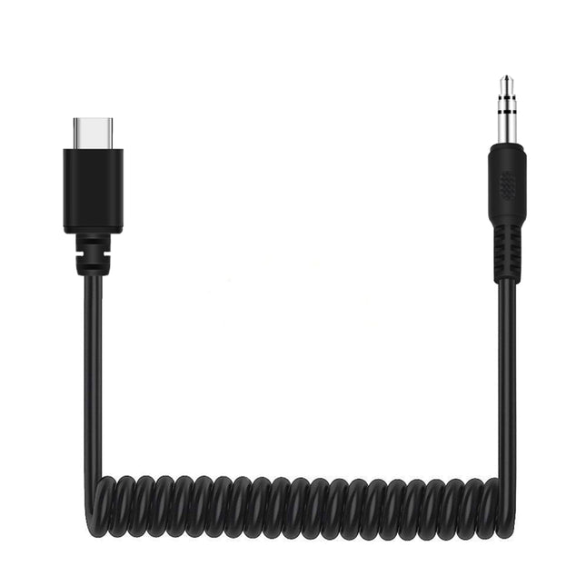PULUZ 3,5 mm TRRS-Stecker auf Typ-C/USB-C-Stecker, Live-Mikrofon-Audioadapter, Federspiralkabel für Samsung, Huawei und Smartphones, Kabel dehnbar auf 100 cm, 3,5 mm Stecker auf Typ-C