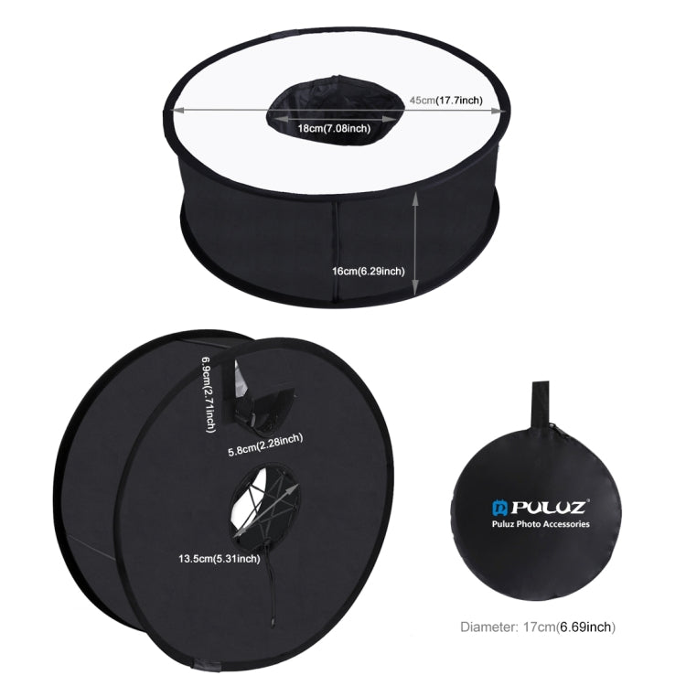 PULUZ 45cm Round Style Macro and Portrait Softbox SpeedLite Flash Light Foldable Diffuser, 45cm Round