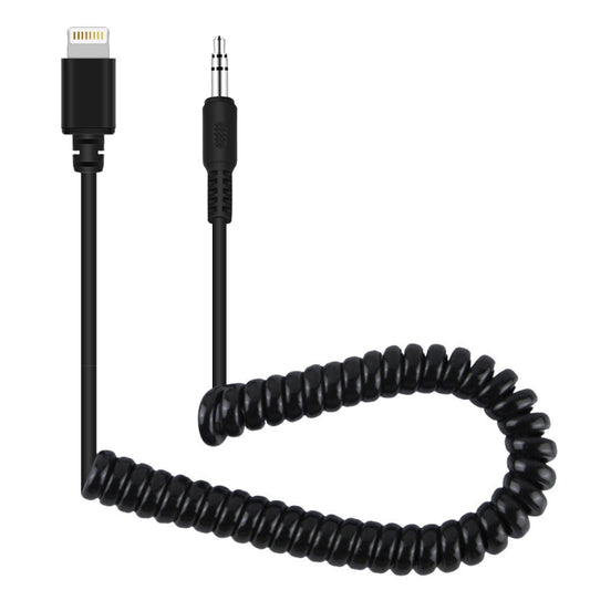 PULUZ 3.5mm TRRS Male to 8 Pin Male Live Microphone Audio Adapter Spring Coiled Cable for iPhone, Cable Stretching to 100cm, 3.5mm Male to 8 Pin