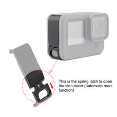 PULUZ Metal Battery Side Interface Cover for GoPro HERO13 Black /12 Black /11 Black /10 Black /9 Black, Metal Plastic Side Cover