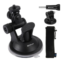 PULUZ Car Suction Cup Mount with Screw & Tripod Mount Adapter & Storage Bag for GoPro, Insta360, DJI and Other Action Cameras, Sucker Mount