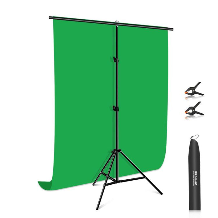 PULUZ 1 x 2 m T-förmiger Hintergrund-Ständer für Fotostudios, Hintergrund-Querstangenhalterungssatz mit Clips, 1 x 2 m Halterungssatz