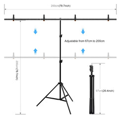 PULUZ 2x2m T-Shape Photo Studio Background Support Stand Backdrop Crossbar Bracket Kit with Clips, 2 x 2m Bracket Kit