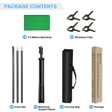PULUZ 2x2m T-Shape Photo Studio Background Support Stand Backdrop Crossbar Bracket Kit with Clips, 2 x 2m Bracket Kit