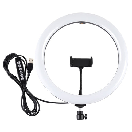 PULUZ 11.8 inch 30cm Curved Surface USB 10 Modes 8 Colors RGBW Dimmable LED Ring Vlogging Photography Video Lights with Tripod Ball Head & Phone Clamp