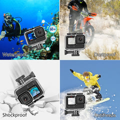 For GoPro HERO13 Black /12 Black /11 Black /10 Black /9 Black PULUZ 60m Waterproof Housing Protective Case with Buckle Basic Mount & Screw, For GoPro HERO9 Black