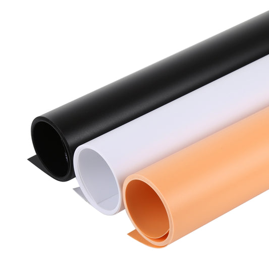 PULUZ Photography Background PVC Paper Kits for Studio Tent Box, Size: 156cm x 80cm, Backdrop 80cm (Black), Backdrop 80cm(Orange), Backdrop 80cm(White)