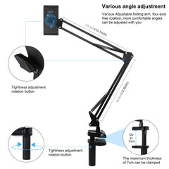 PULUZ  Live Broadcast Desktop Arm Stand Suspension Clamp Holder with Tablet PC Clamp, DesktoType-C Interface Microphone Arm Stand