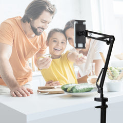 PULUZ  Live Broadcast Desktop Arm Stand Suspension Clamp Holder with Tablet PC Clamp, DesktoType-C Interface Microphone Arm Stand