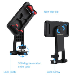 PULUZ 360 Degree Rotating Horizontal Vertical Shooting Phone ABS Clamp Holder Bracket For iPhone, Galaxy, Huawei, Xiaomi, Sony, HTC, Google and other Smartphones, Plastic Clamp