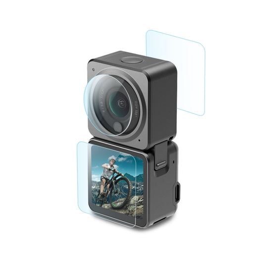 PULUZ 3 in 1 Lens + Front and Back LCD Display 9H 2.5D Tempered Glass Film for DJI Action 2, Lens Screen Film