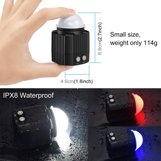 PULUZ 60m Underwater LED Photography Fill Light 7.4V/1100mAh Diving Light for GoPro, Insta360, DJI and Other Action Cameras, 7.4V/1100mAh