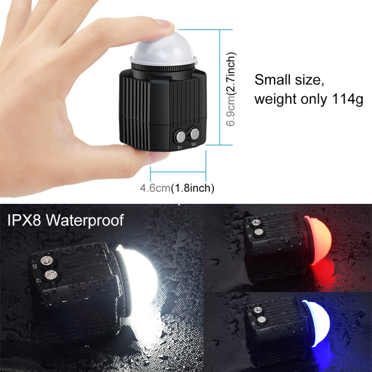 Luz de relleno LED para fotografía subacuática PULUZ de 60 m, 7,4 V/1100 mAh, luz de buceo para GoPro, Insta360, DJI y otras cámaras de acción, 7,4 V/1100 mAh