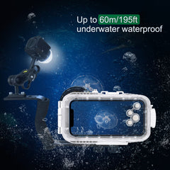 PULUZ 60m Underwater LED Photography Fill Light 7.4V/1100mAh Diving Light for GoPro, Insta360, DJI and Other Action Cameras, 7.4V/1100mAh