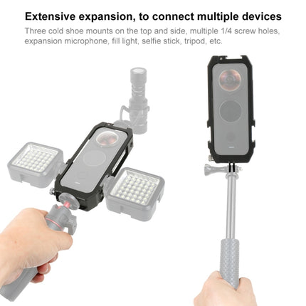 Marco de carcasa de jaula protectora PULUZ con soportes para zapata fría y adaptador de trípode plegable magnético para Insta360 ONE X2, jaula para Insta360 ONE X2