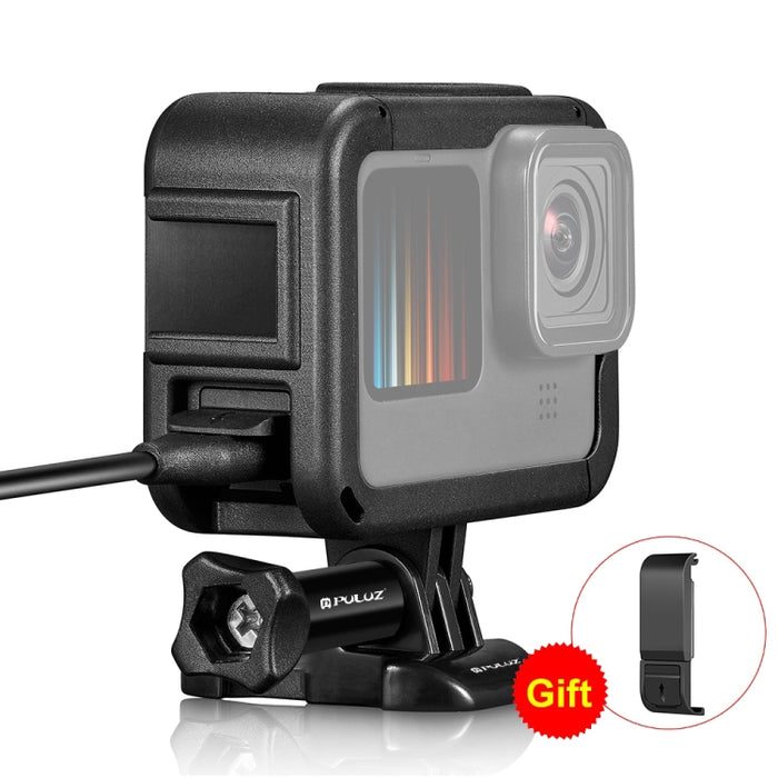 PULUZ Rahmenerweiterung PA-Käfig mit seitlicher Schnittstellenabdeckung für GoPro HERO12 Schwarz /11 Schwarz /10 Schwarz /9 Schwarz, PA-Käfig mit seitlicher Abdeckung