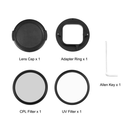 PULUZ 52mm CPL + UV-Objektivfilter mit Adapterring für GoPro HERO12 Schwarz /11 Schwarz /11 Schwarz Mini /10 Schwarz /9 Schwarz, CPL + UV-Filter