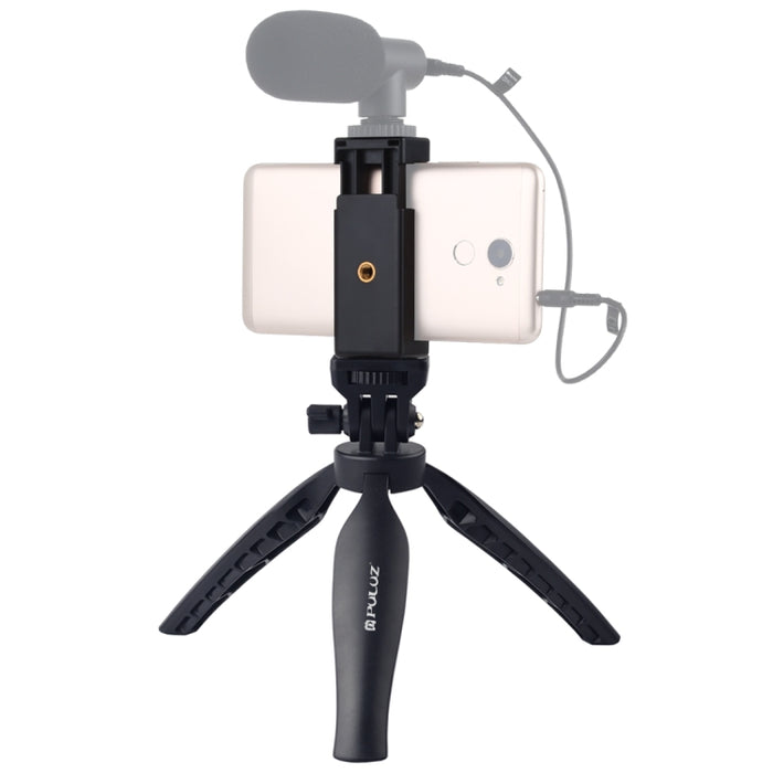 Trípode de plástico para escritorio PULUZ con abrazadera para teléfono y cabezal de trípode ajustable para teléfonos inteligentes, trípode de plástico + cabezal ajustable