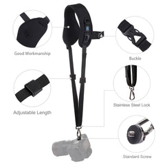 PULUZ Quick Release Anti-Slip Soft Pad Nylon Breathable Curved Camera Strap with Metal Hook for SLR / DSLR Cameras, Curved Strap