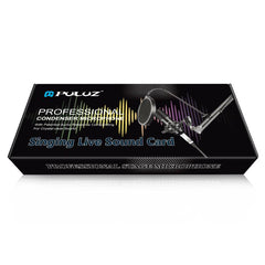 PULUZ Studio Broadcast Professional Singing Microphone Kits with Suspension Scissor Arm & Metal Shock Mount & USB Sound Card, Microphone Kits (Black), Microphone Kits (Gold), Microphone Kits (Silver)