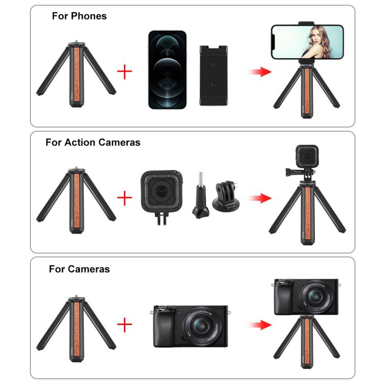 PULUZ Inlaid Wood Desktop Vlogging Live Tripod Holder, Inlaid Wood Tripod