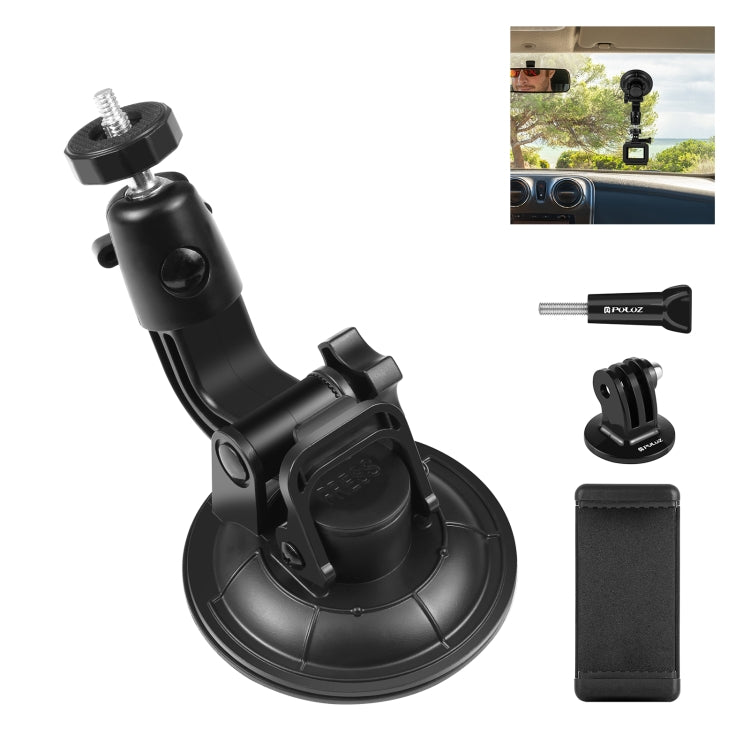 PULUZ Car Suction Cup Mount with Phone Clamp / Screw / Tripod Adapter, Phone Car Suction Cup