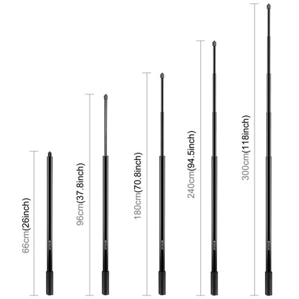 PULUZ 3m Metal Selfie Stick Monopod  for Insta360 One RS / X2 / X3, 3m Monopod