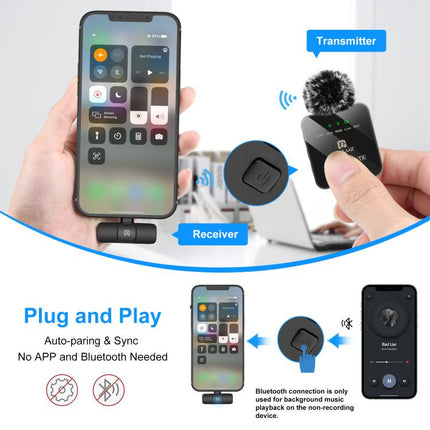 PULUZ Wireless Lavalier Microphone for iPhone / iPad, 8-Pin Receiver