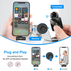 PULUZ Wireless Lavalier Microphone for iPhone / iPad, 8-Pin Receiver and Dual Microphones, 8-Pin 2 TX + 1 RX