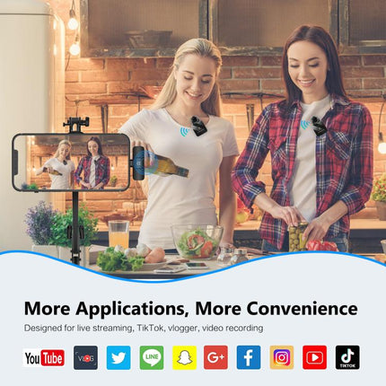 Micrófono de solapa inalámbrico PULUZ para iPhone/iPad, receptor de 8 pines y micrófonos duales, 8 pines 2 TX + 1 RX