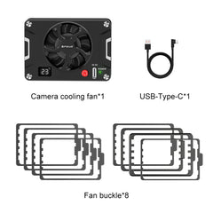 PULUZ Camera Cooling Fan Semiconductor Radiator with LCD Display for Sony / Canon / FUJIFILM / Nikon Cameras, Cooling Fan with LCD Display