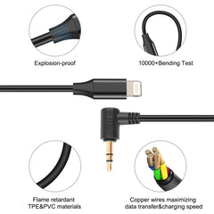 PULUZ 3.5mm TRS Male to 8 Pin Male Live Microphone Audio Adapter Cable for PU3153 / PU3154, 3.5mm to 8 Pin