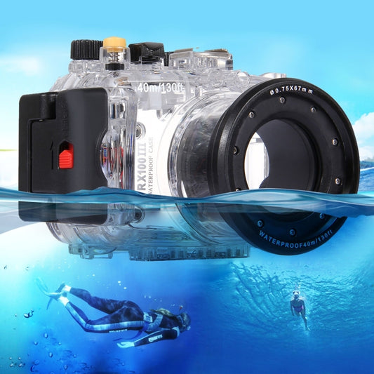 PULUZ 40m Underwater Depth Diving Case Waterproof Camera Housing for Sony RX100 III, For RX100 III