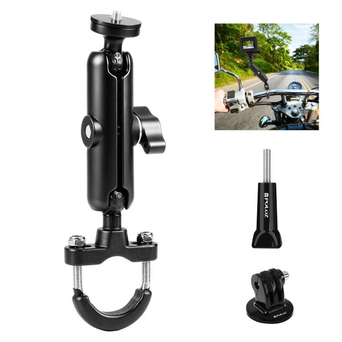 Soporte de base en forma de U para manillar de motocicleta PULUZ con montaje fijo para GoPro y otras cámaras de acción, montaje en manillar